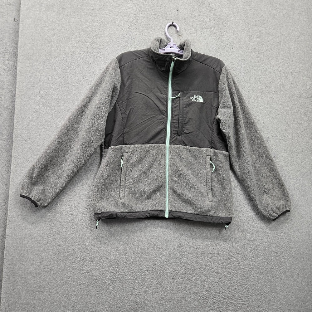The North Face Women Jacket L/G Gray Denali Embroidered Fleece Polartec Stretch